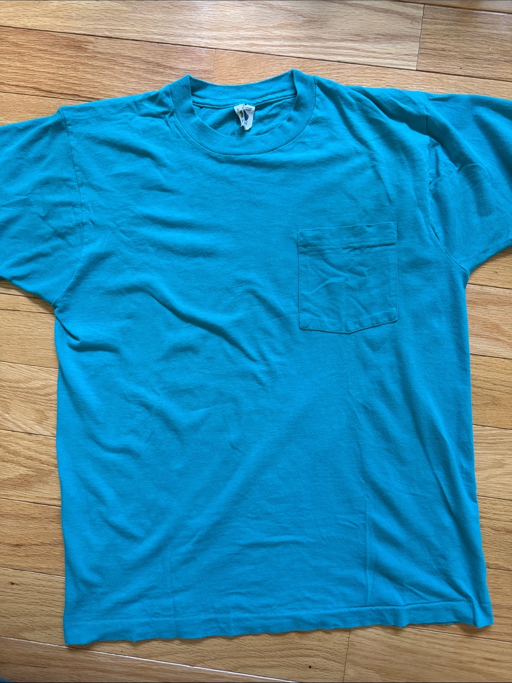 Vintage - 80s-90s Classic Pocket T-Shirt - Teal Blue